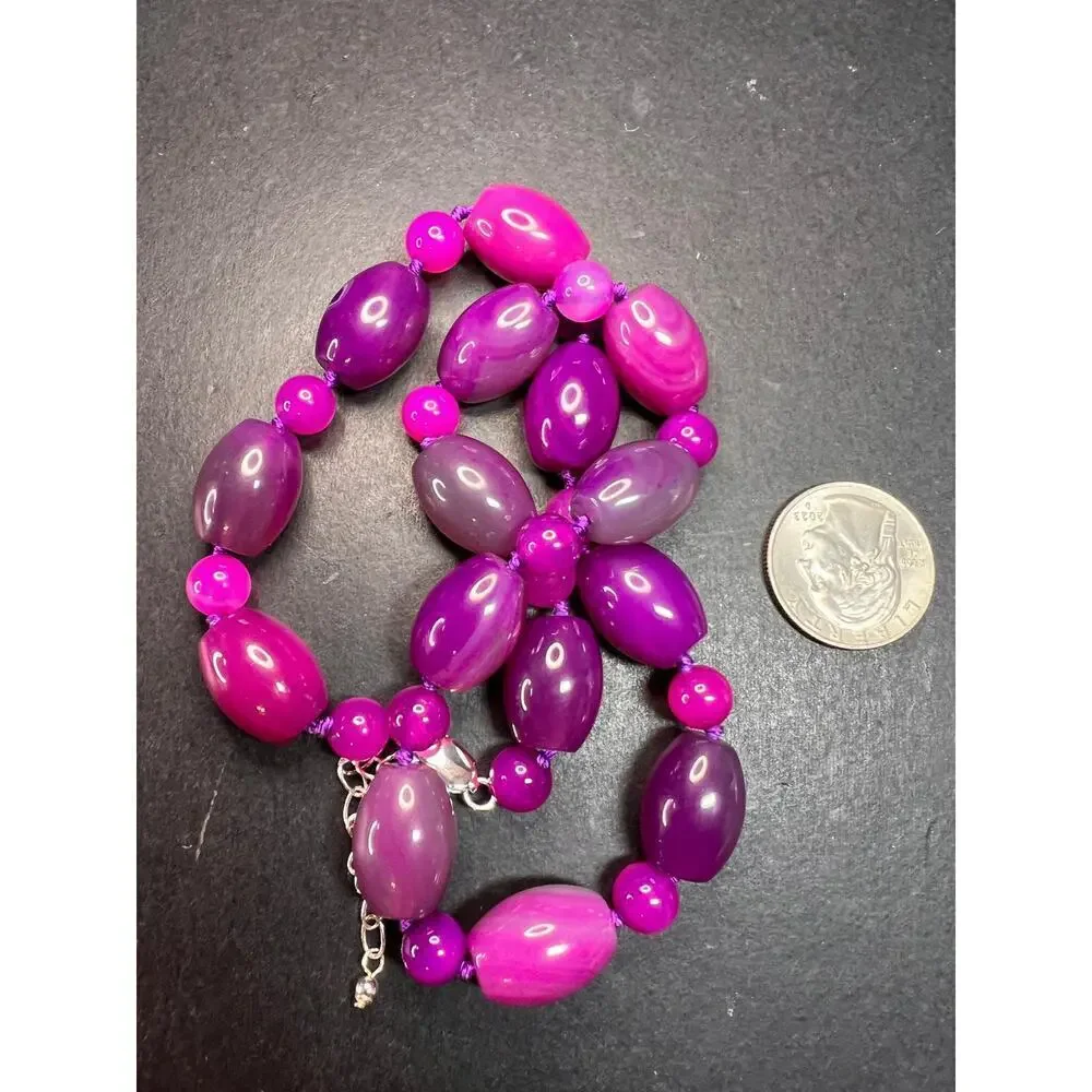 NEW purple agate 18 inch necklace with sterling silver clasp